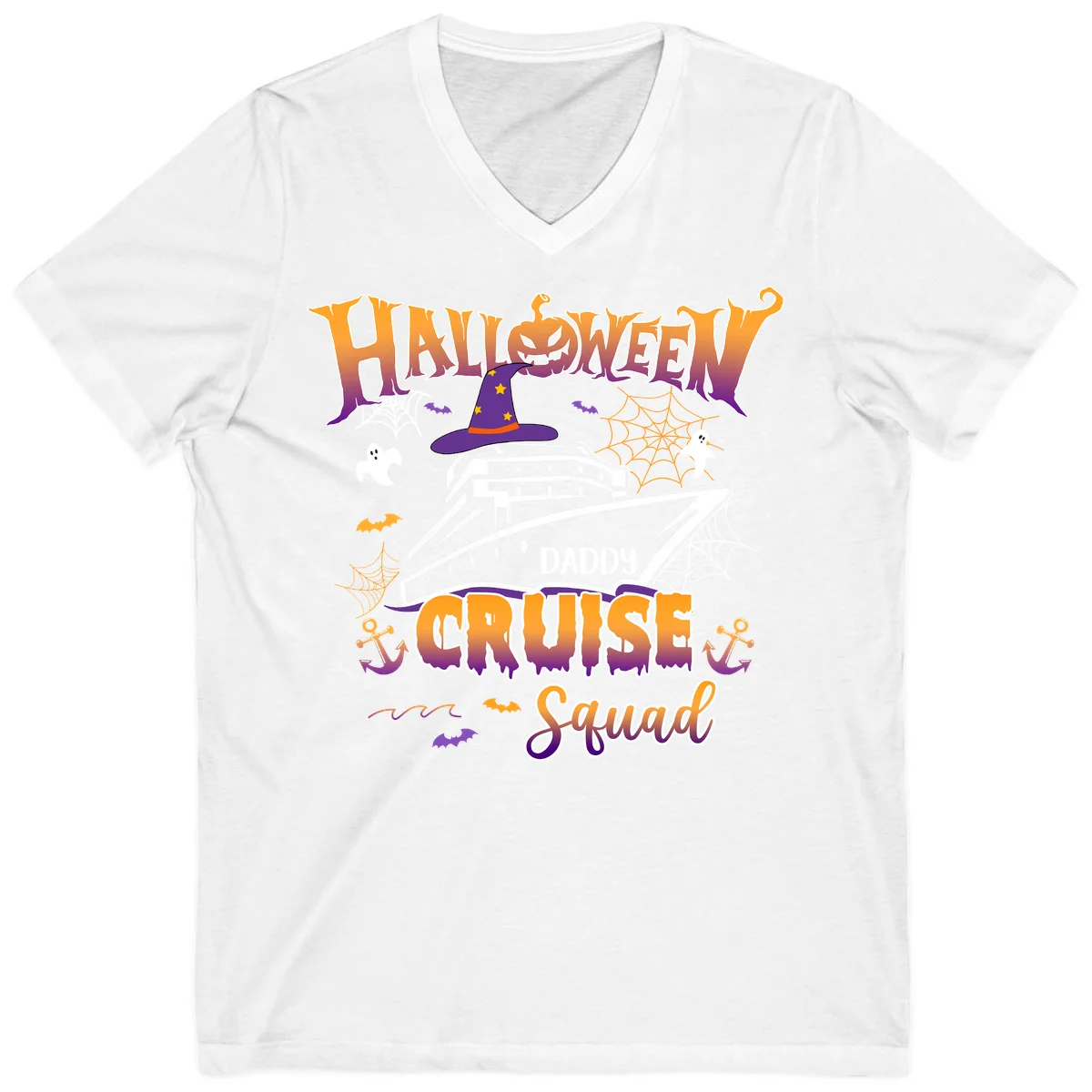 Halloween Daddy Cruise Squad V-Neck in White