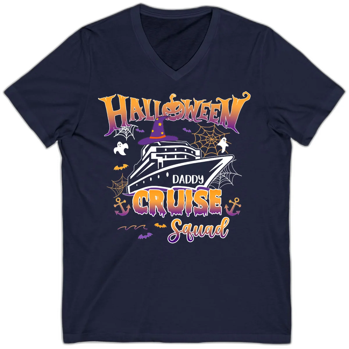 Halloween Daddy Cruise Squad V-Neck in Navy