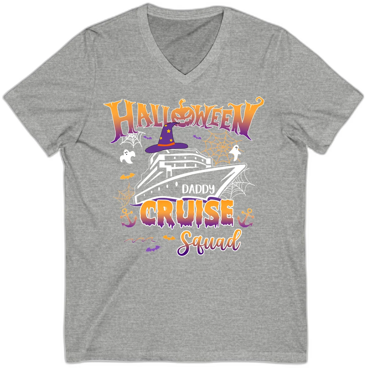 Halloween Daddy Cruise Squad V-Neck in Athletic Heather