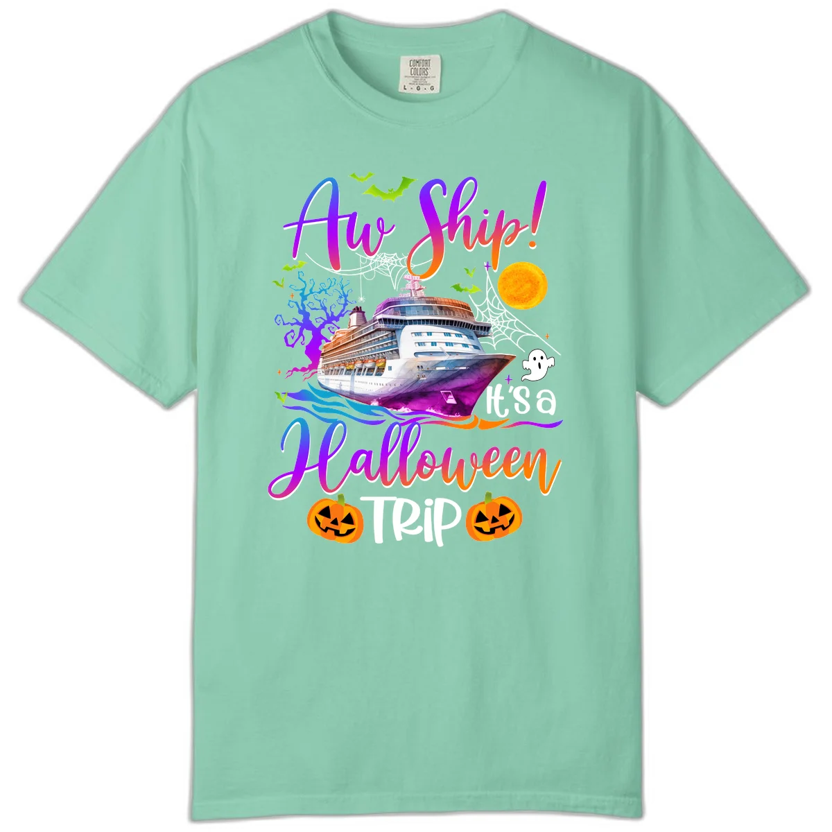 Ahoy Ship It's A Halloween Trip Comfort Color in Island Reef