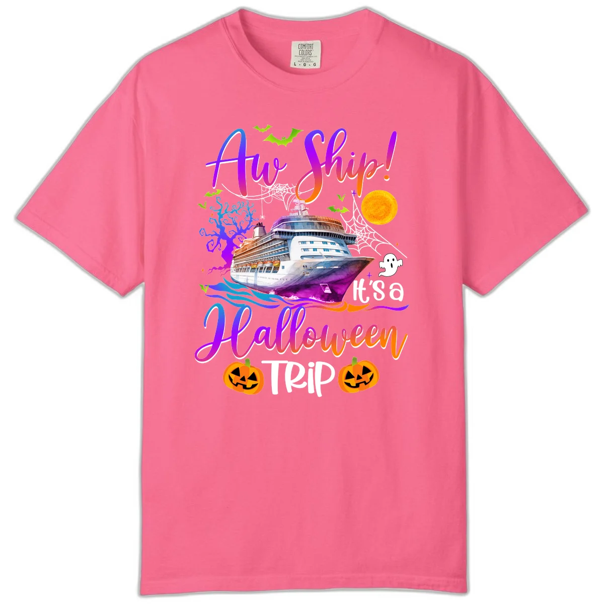 Ahoy Ship It's A Halloween Trip Comfort Color in Crunchberry
