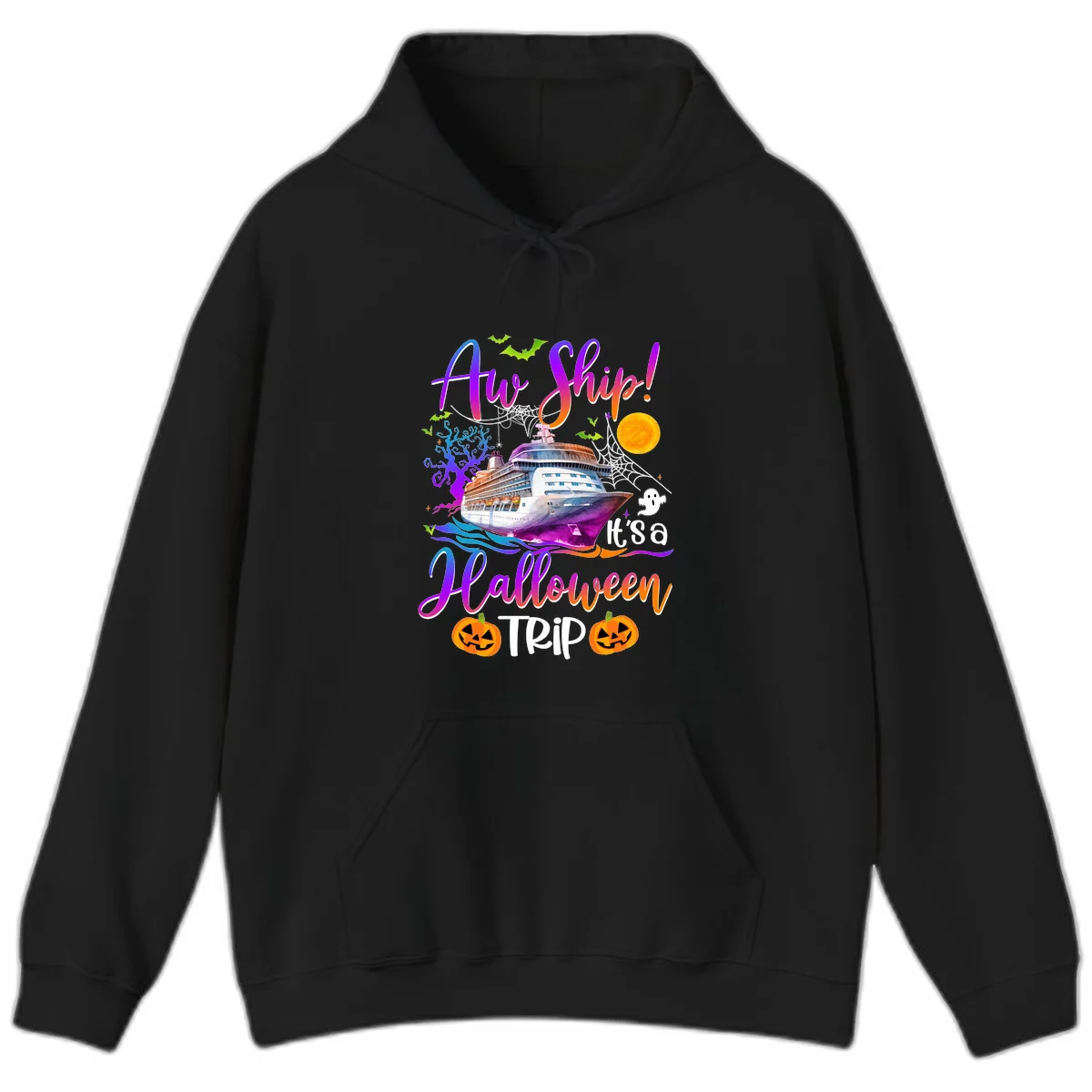 Ahoy Ship It's A Halloween Trip Hoodie in Black