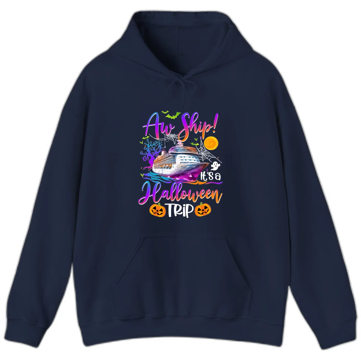 Ahoy Ship It's A Halloween Trip Hoodie in Navy