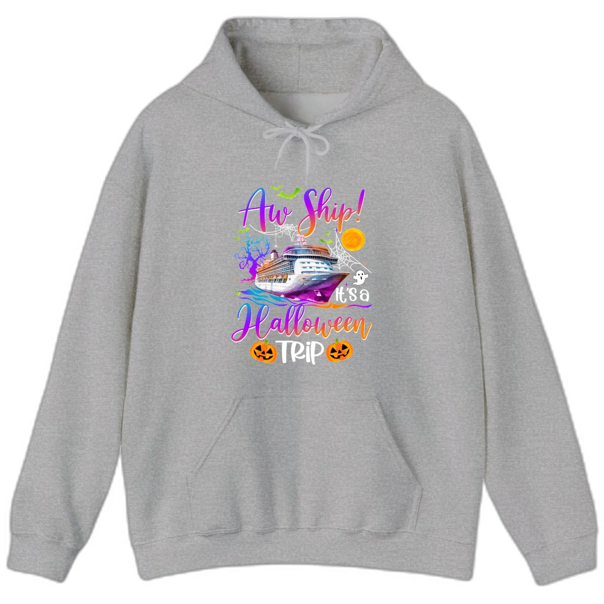 Ahoy Ship It's A Halloween Trip Hoodie in Sport Grey