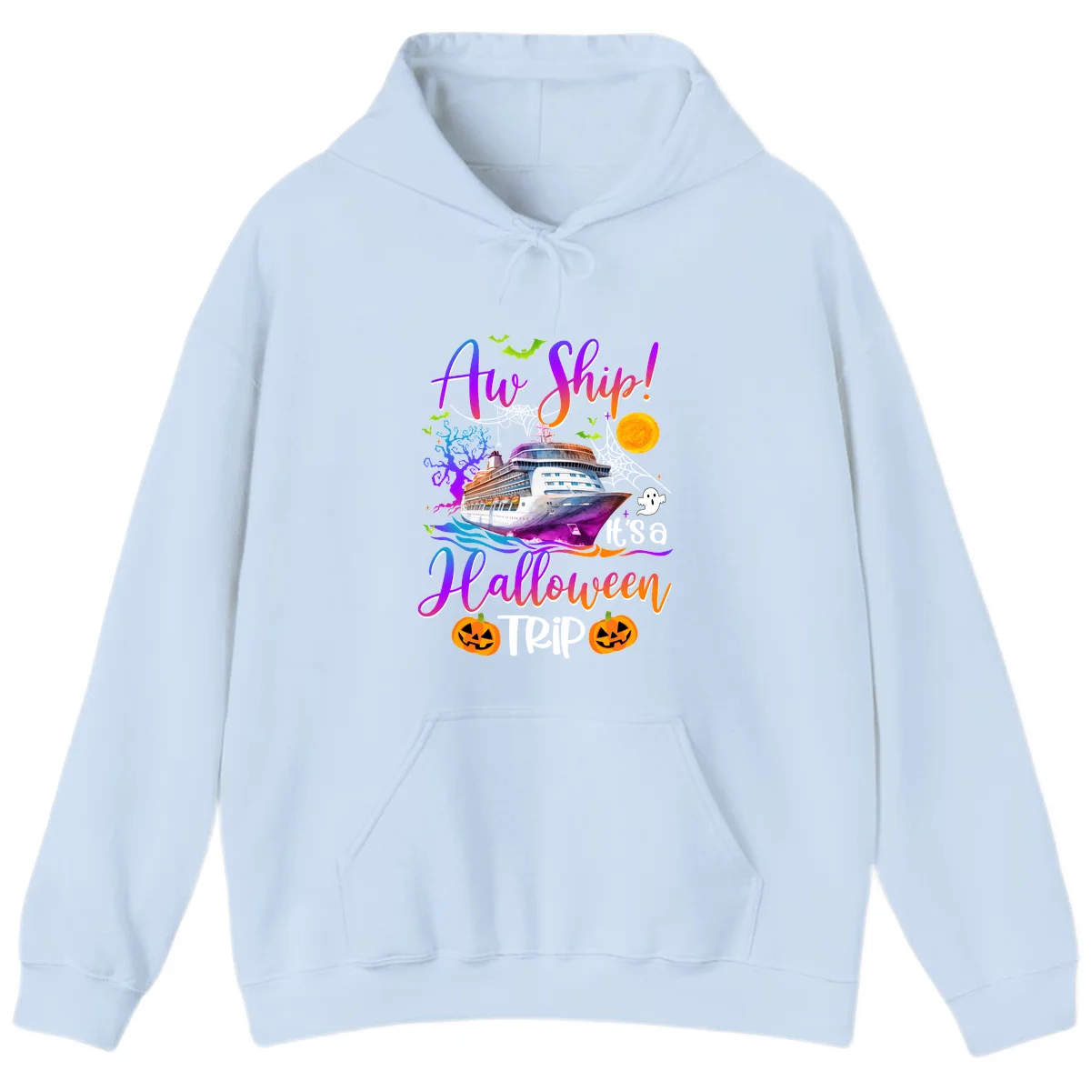 Ahoy Ship It's A Halloween Trip Hoodie in Light Blue
