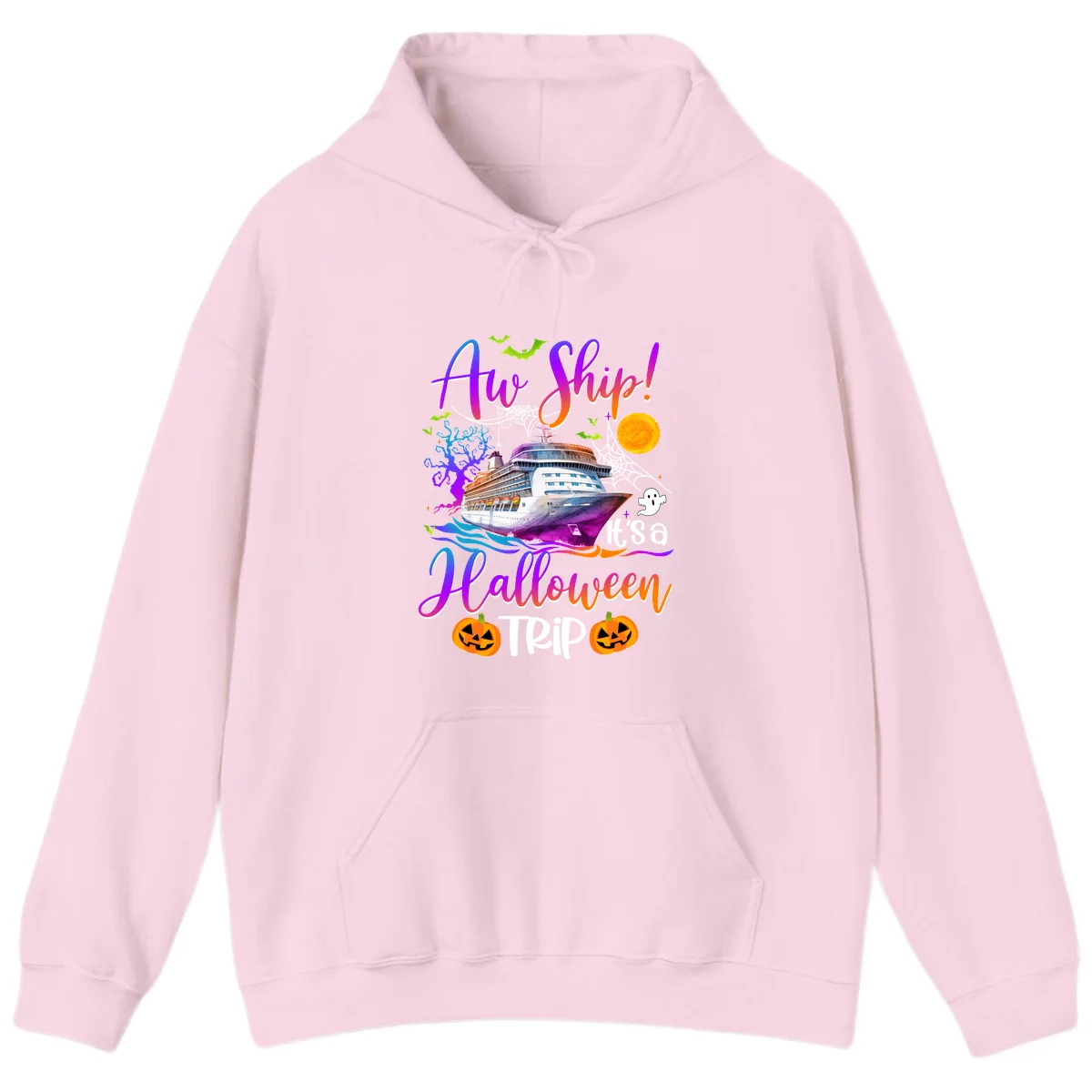 Ahoy Ship It's A Halloween Trip Hoodie in Light Pink