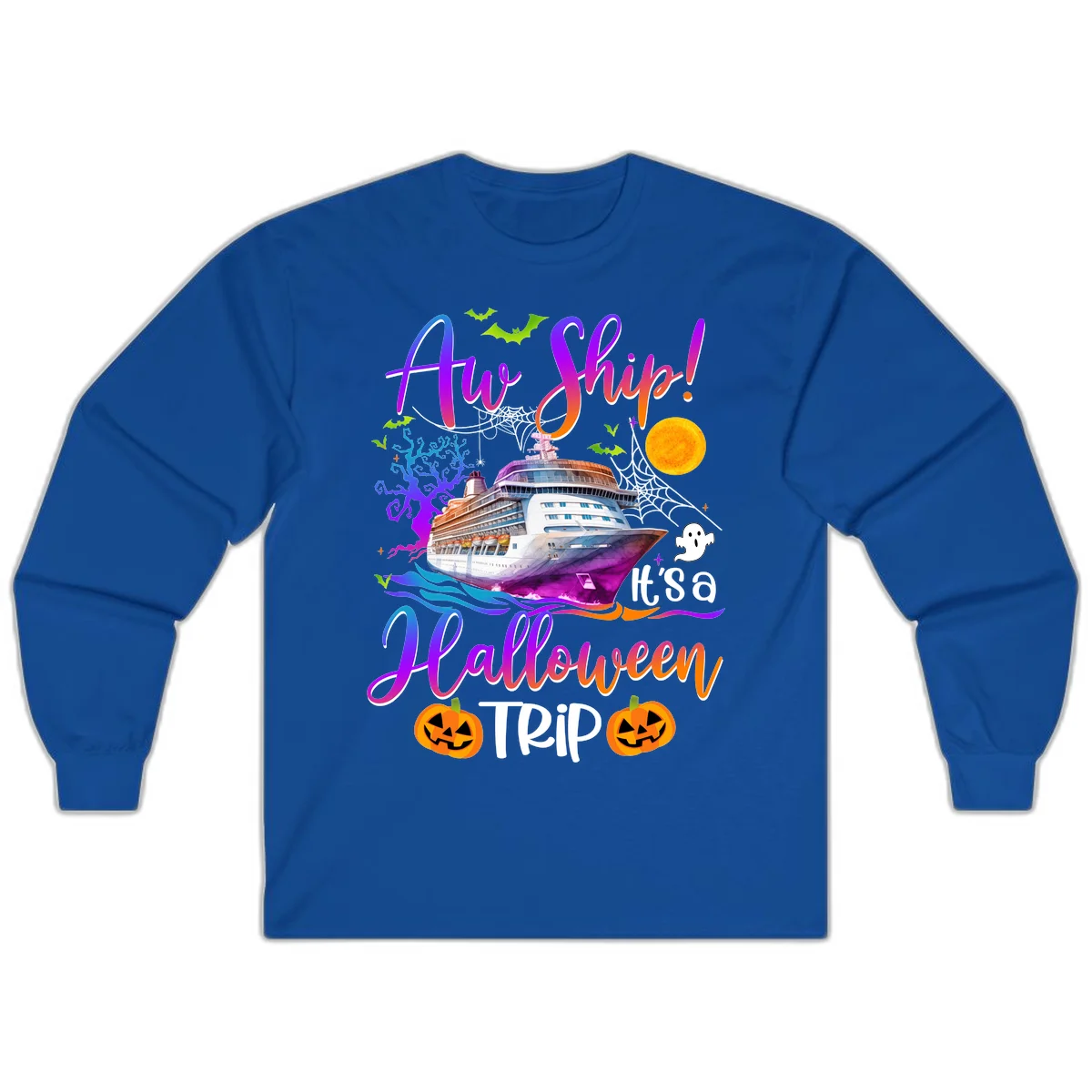 Ahoy Ship It's A Halloween Trip Long Sleeve in Royal