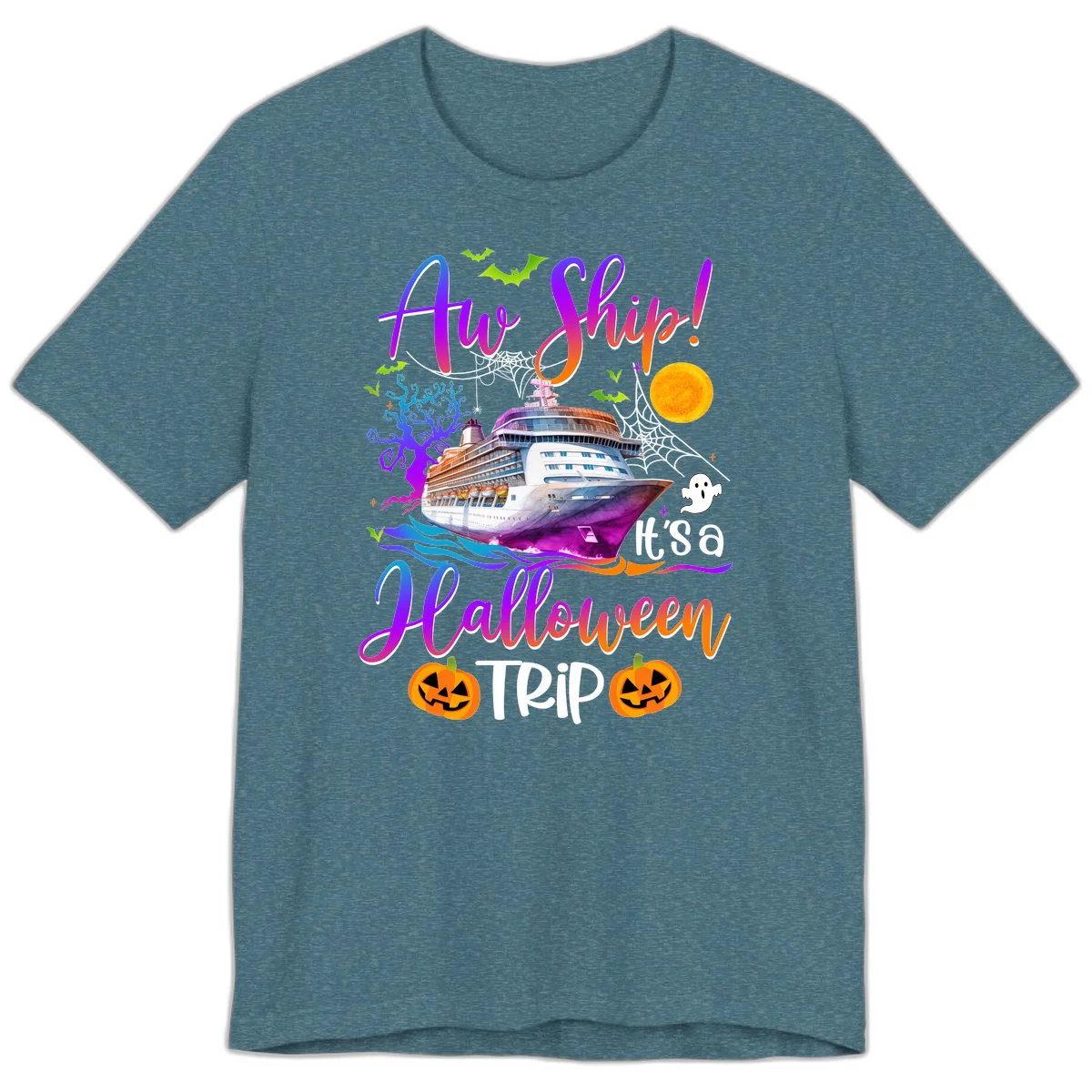 Ahoy Ship It's A Halloween Trip Premium T-Shirt in Heather Deep Teal