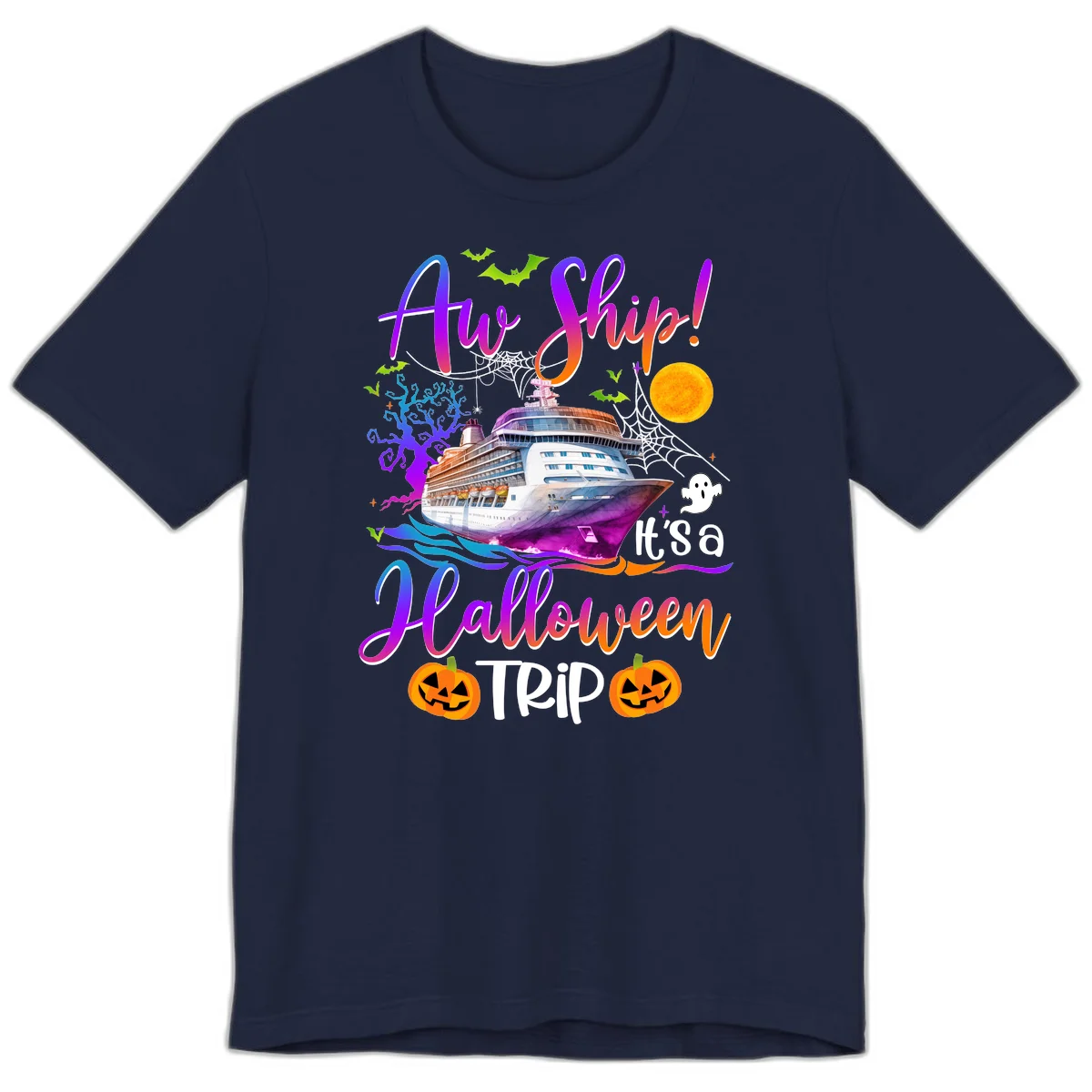 Ahoy Ship It's A Halloween Trip Premium T-Shirt in Navy