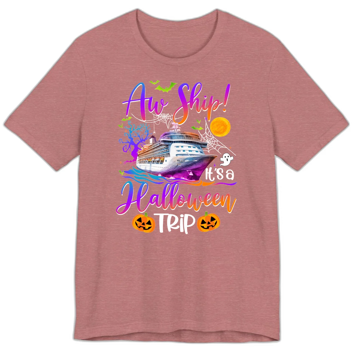 Ahoy Ship It's A Halloween Trip Premium T-Shirt in Heather Mauve