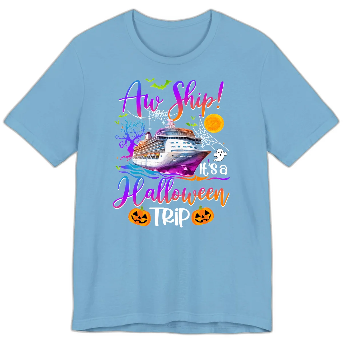 Ahoy Ship It's A Halloween Trip Premium T-Shirt in Ocean Blue