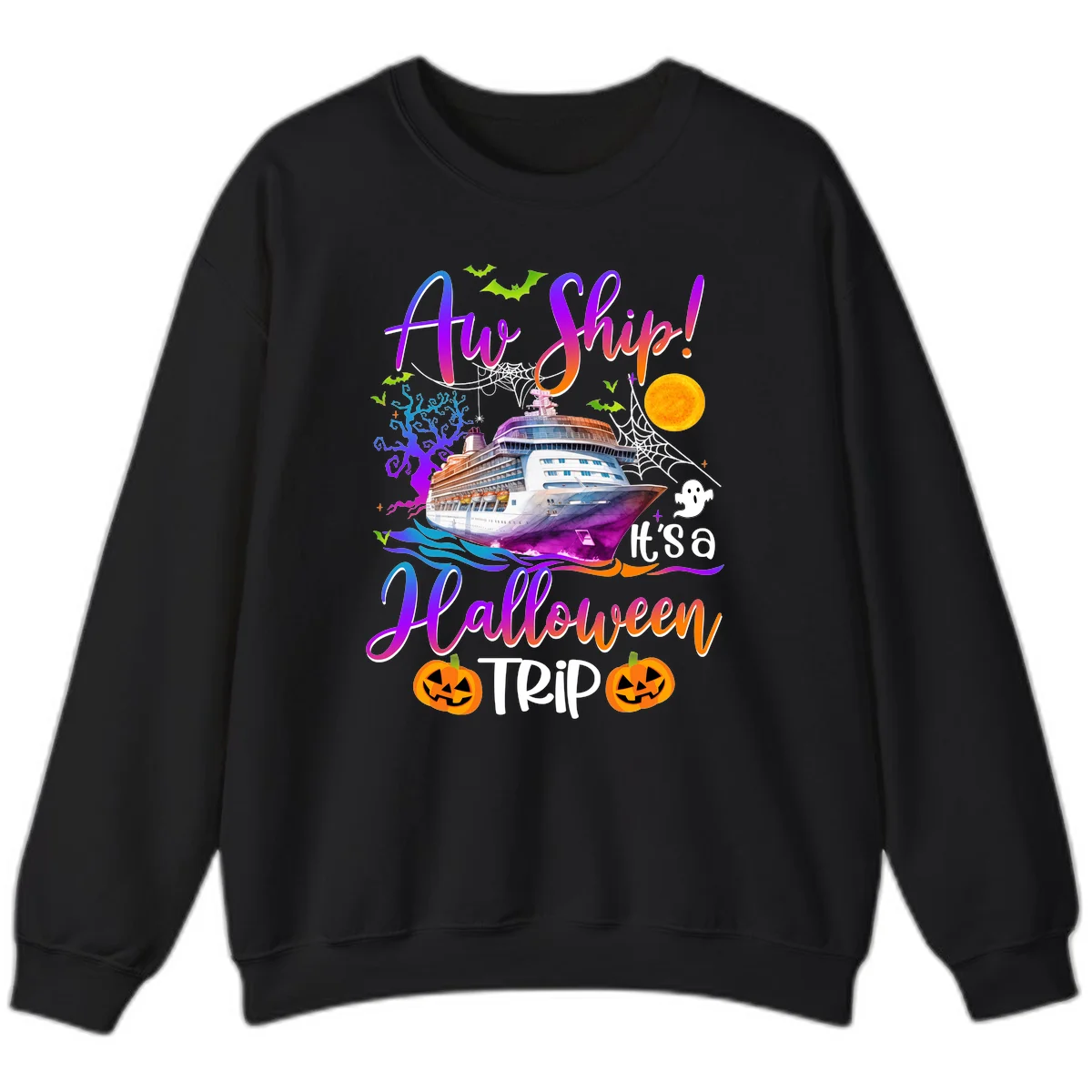 Ahoy Ship It's A Halloween Trip Sweatshirt in Black