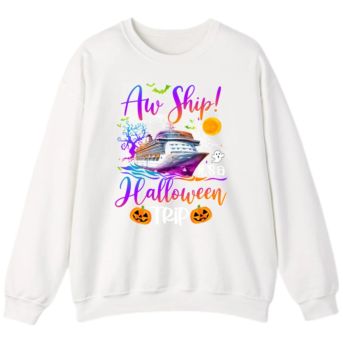 Ahoy Ship It's A Halloween Trip Sweatshirt in White
