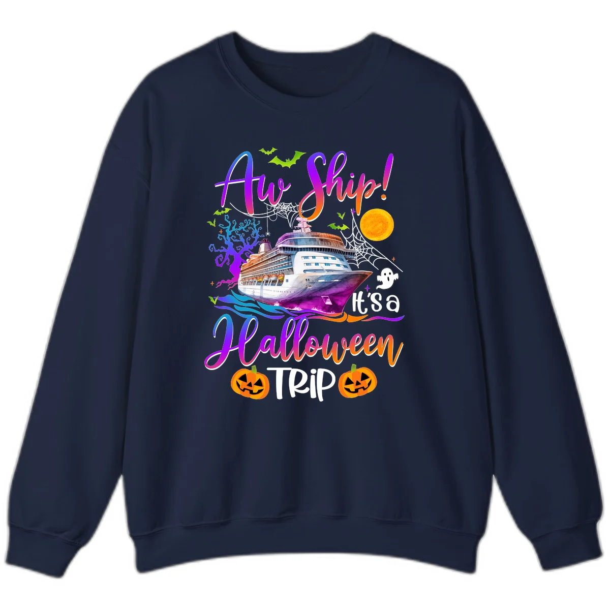 Ahoy Ship It's A Halloween Trip Sweatshirt in Navy