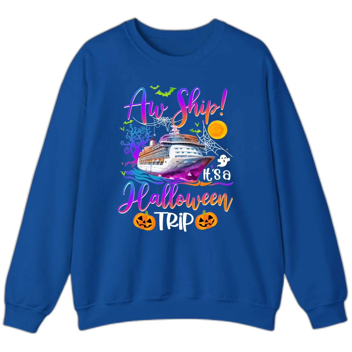 Ahoy Ship It's A Halloween Trip Sweatshirt in Royal