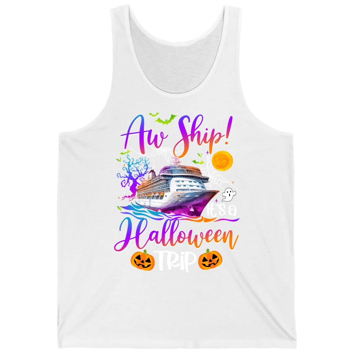 Ahoy Ship It's A Halloween Trip Tank in White