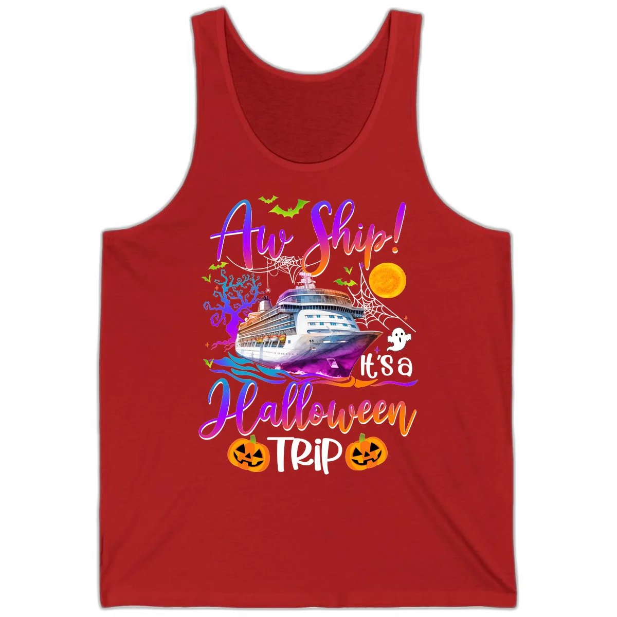 Ahoy Ship It's A Halloween Trip Tank in Red