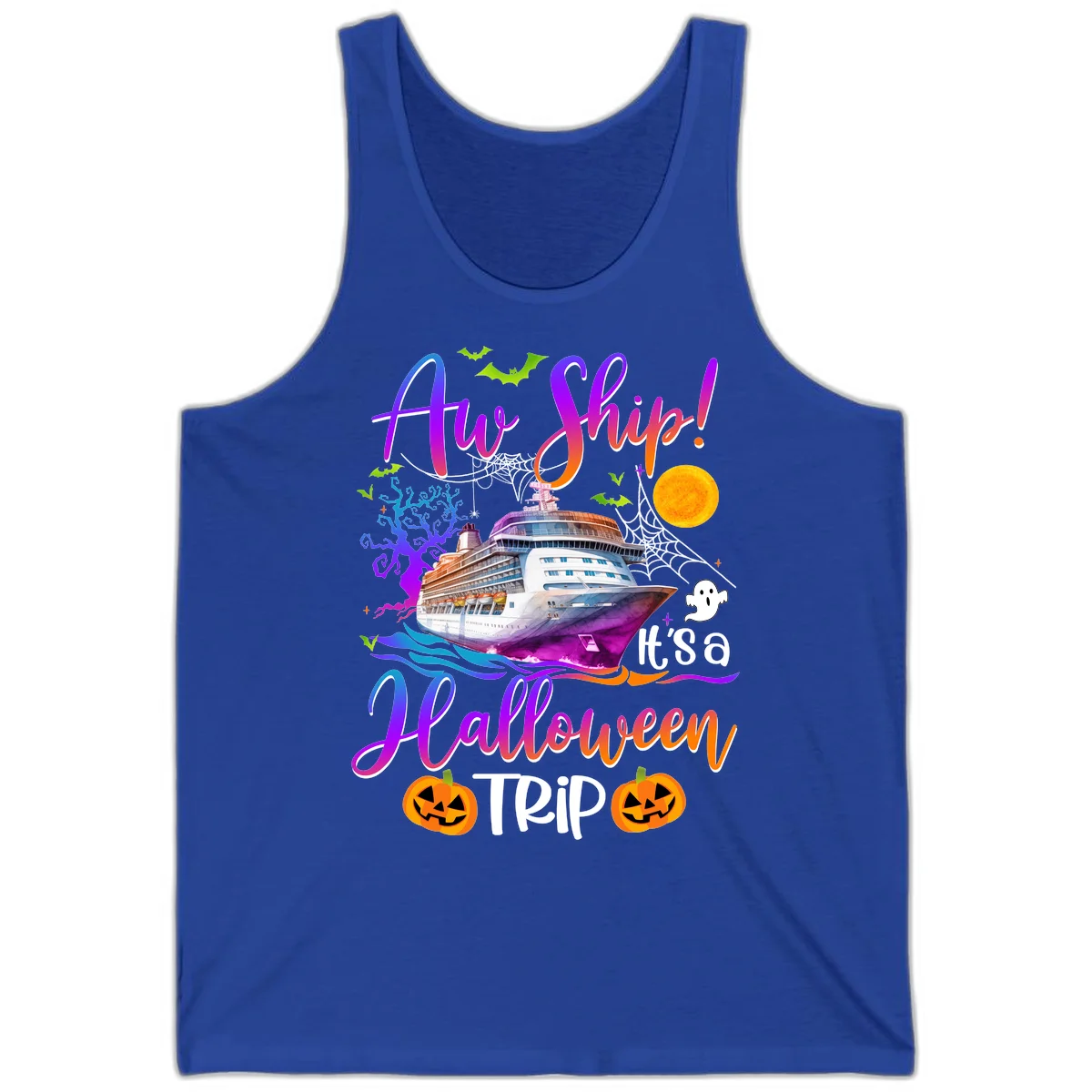 Ahoy Ship It's A Halloween Trip Tank in True Royal