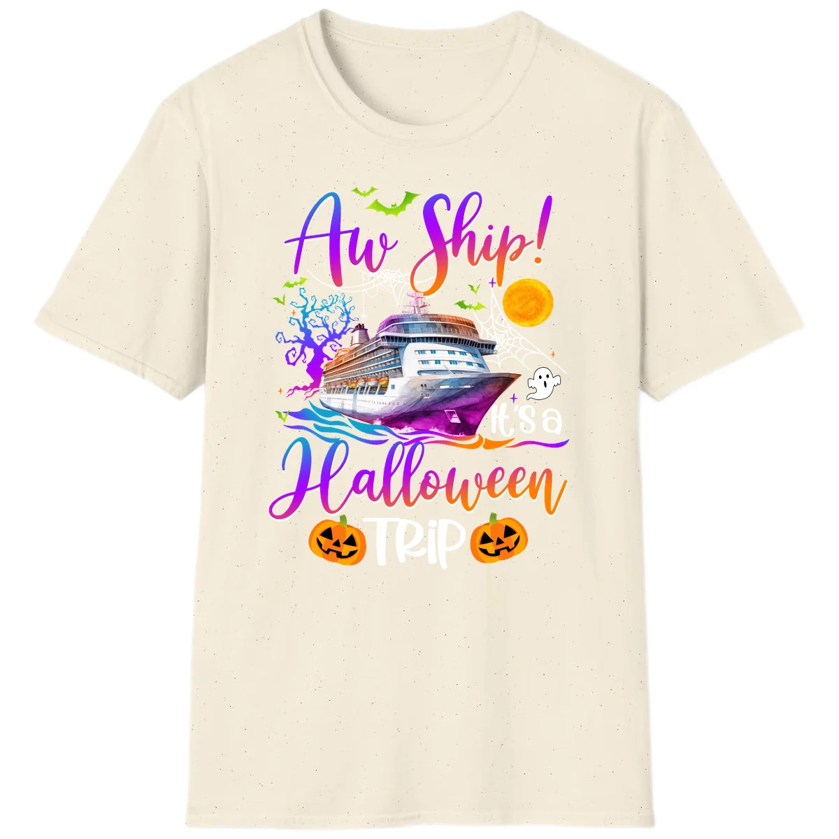 Ahoy Ship It's A Halloween Trip T-Shirt in Natural