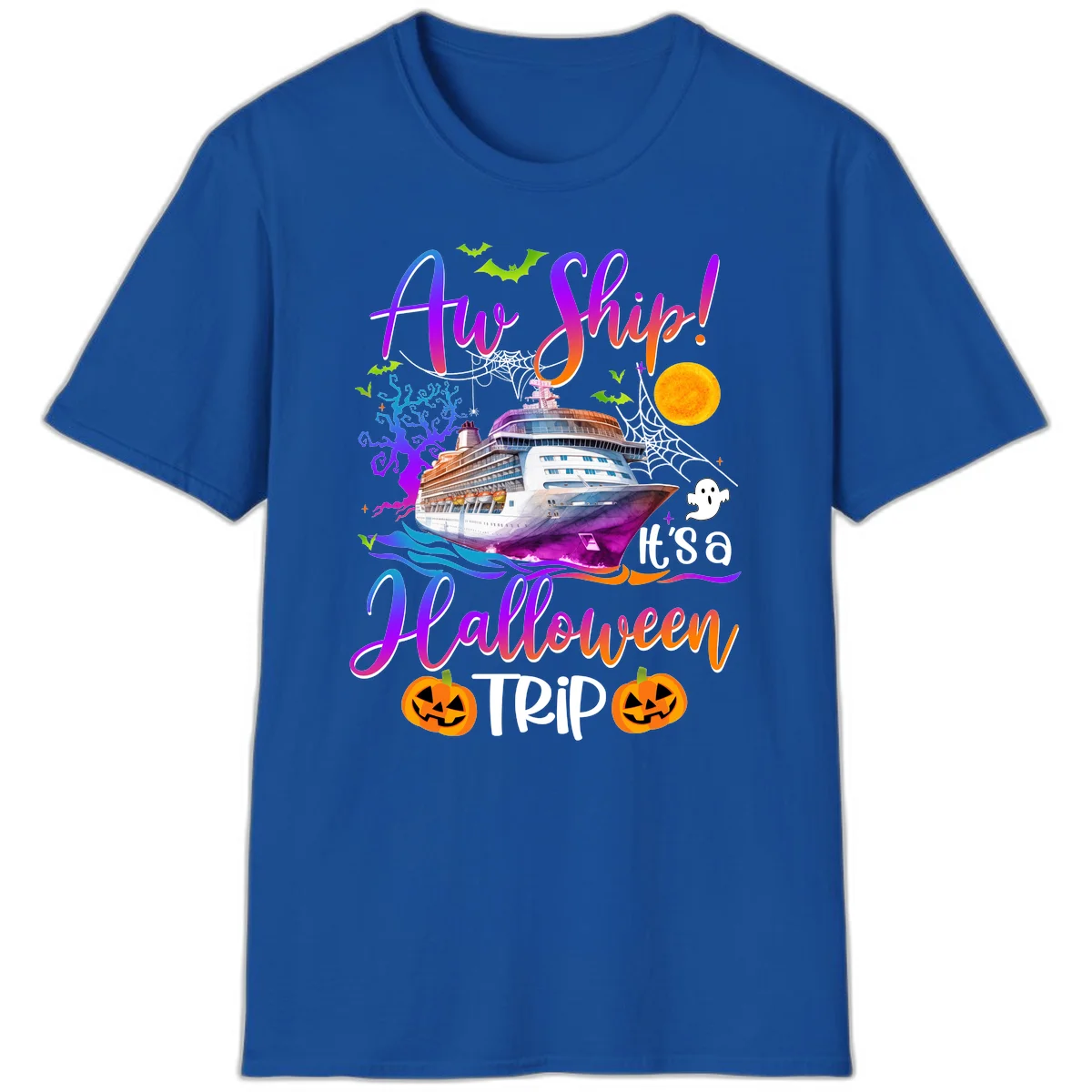 Ahoy Ship It's A Halloween Trip T-Shirt in Royal