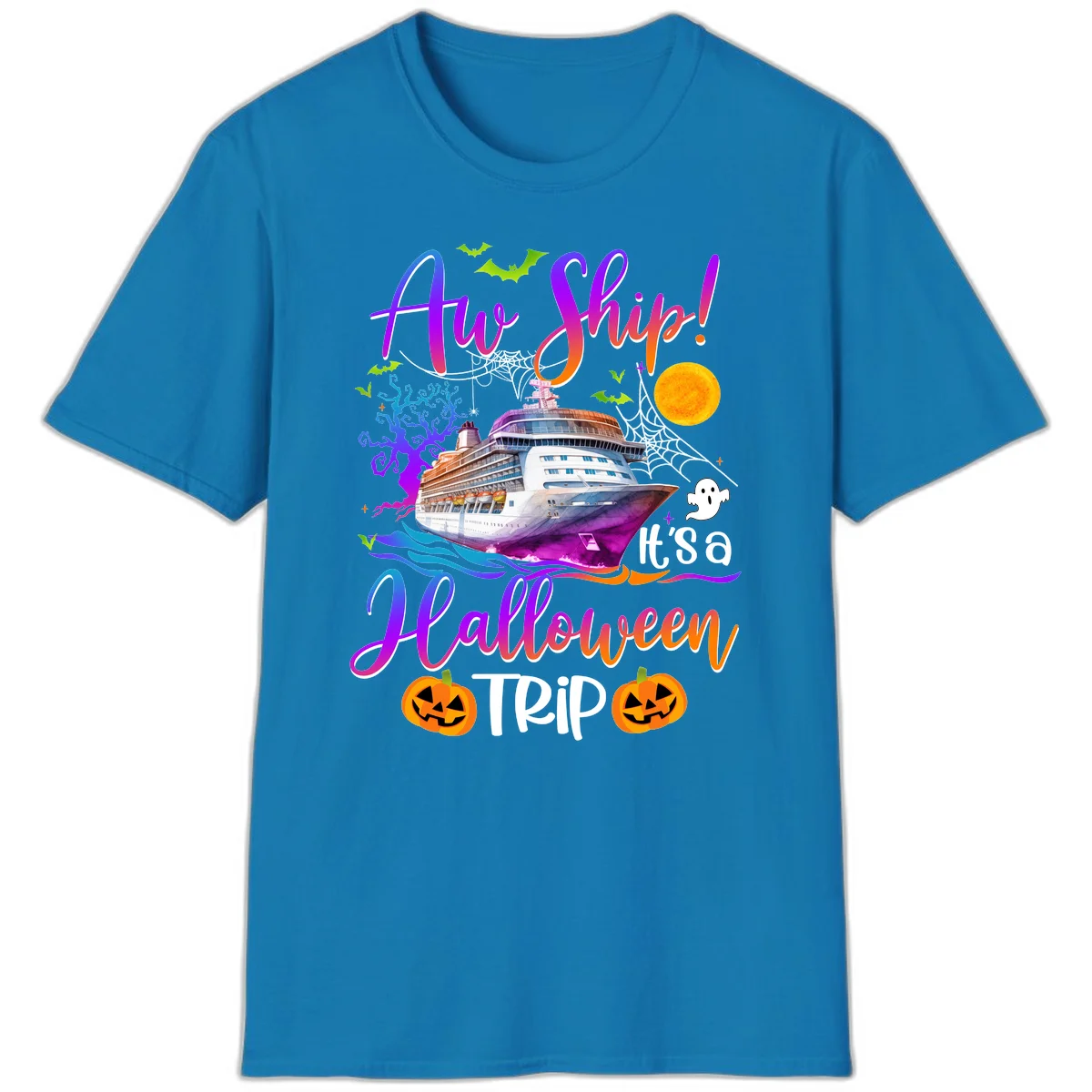 Ahoy Ship It's A Halloween Trip T-Shirt in Sapphire