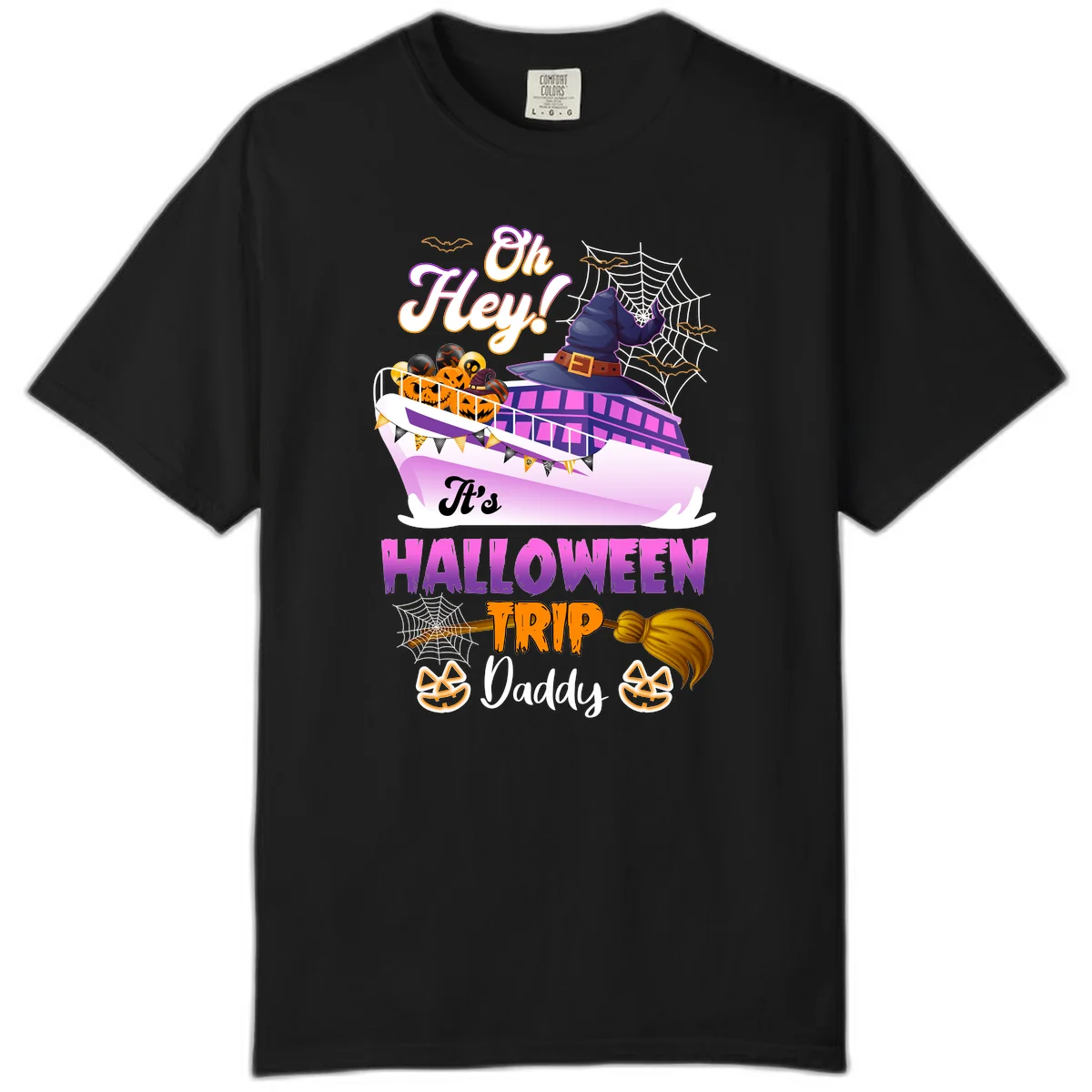 Oh Hey It's Halloween Trip Daddy Comfort Color T-Shirt in Black
