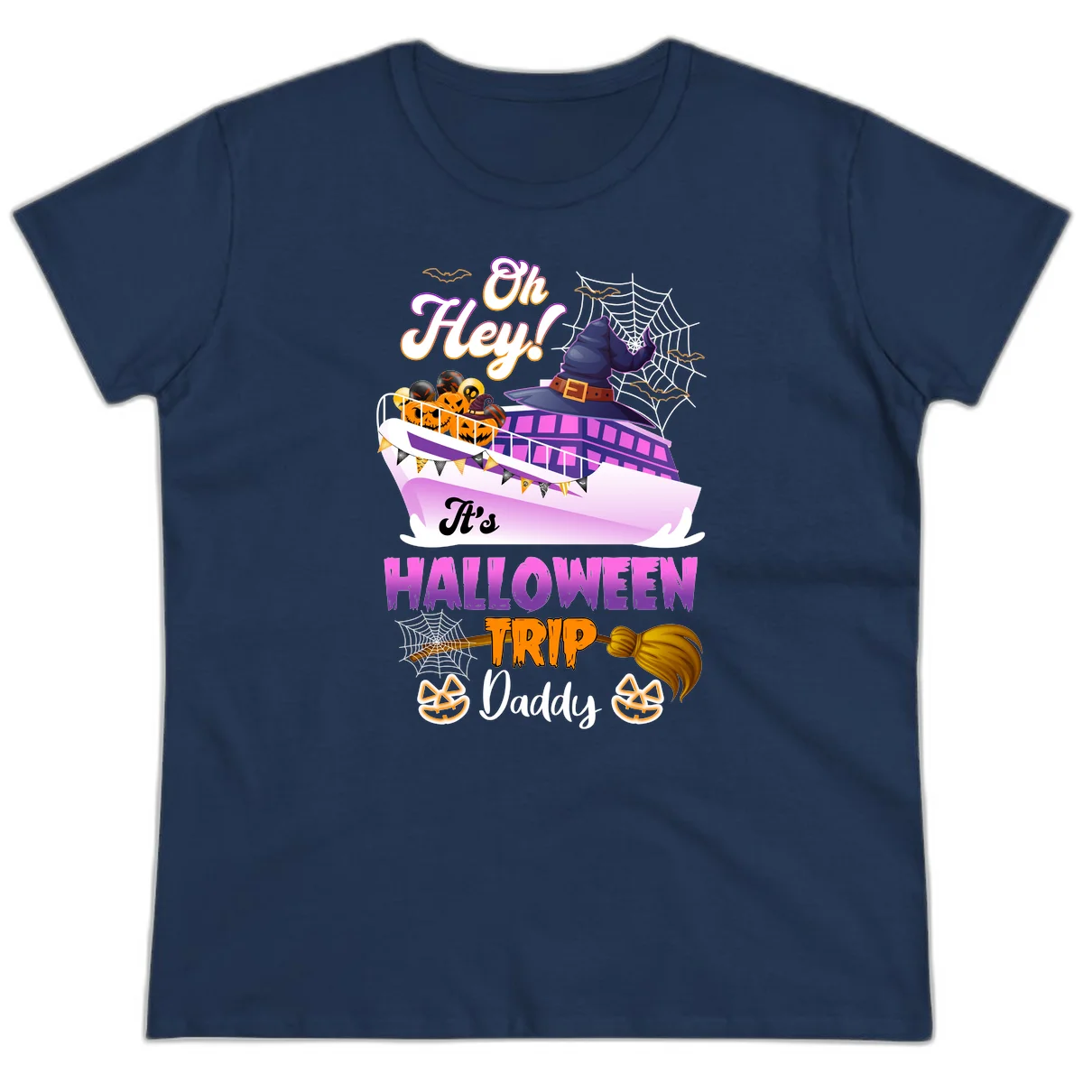 Oh Hey It's Halloween Trip Daddy Ladies Tee in Navy