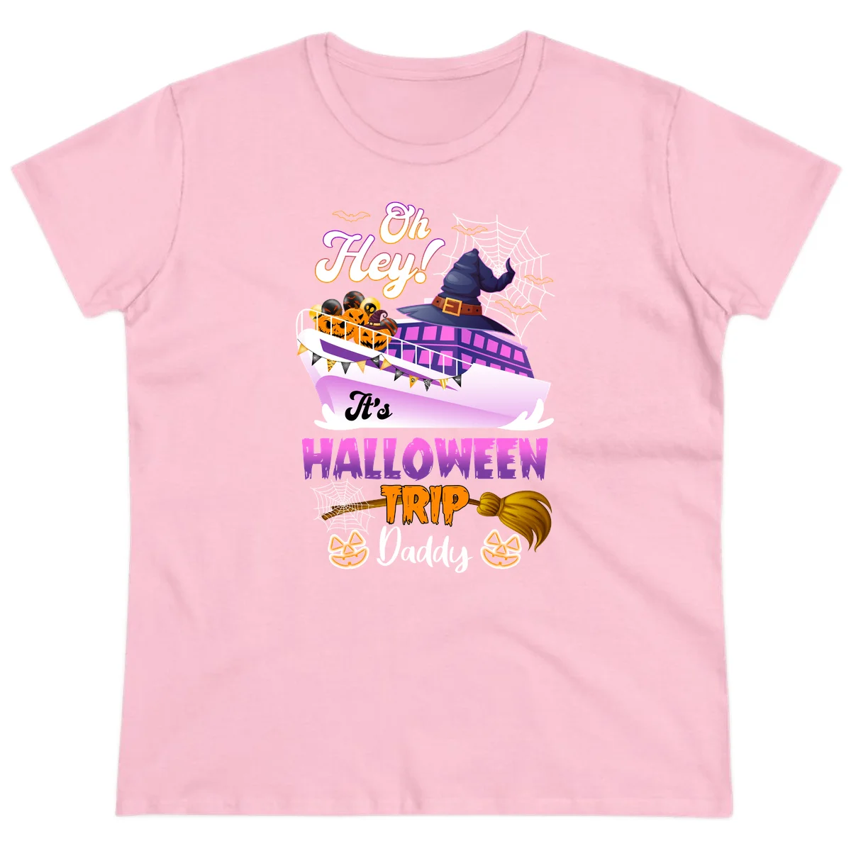 Oh Hey It's Halloween Trip Daddy Ladies Tee in Light Pink