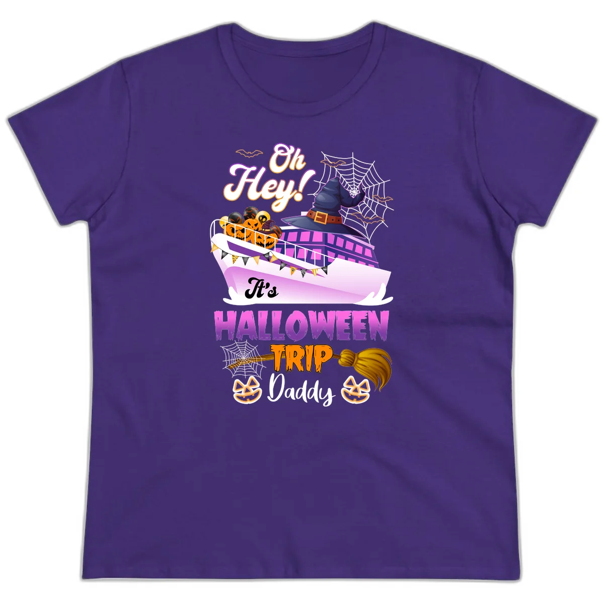 Oh Hey It's Halloween Trip Daddy Ladies Tee in Purple