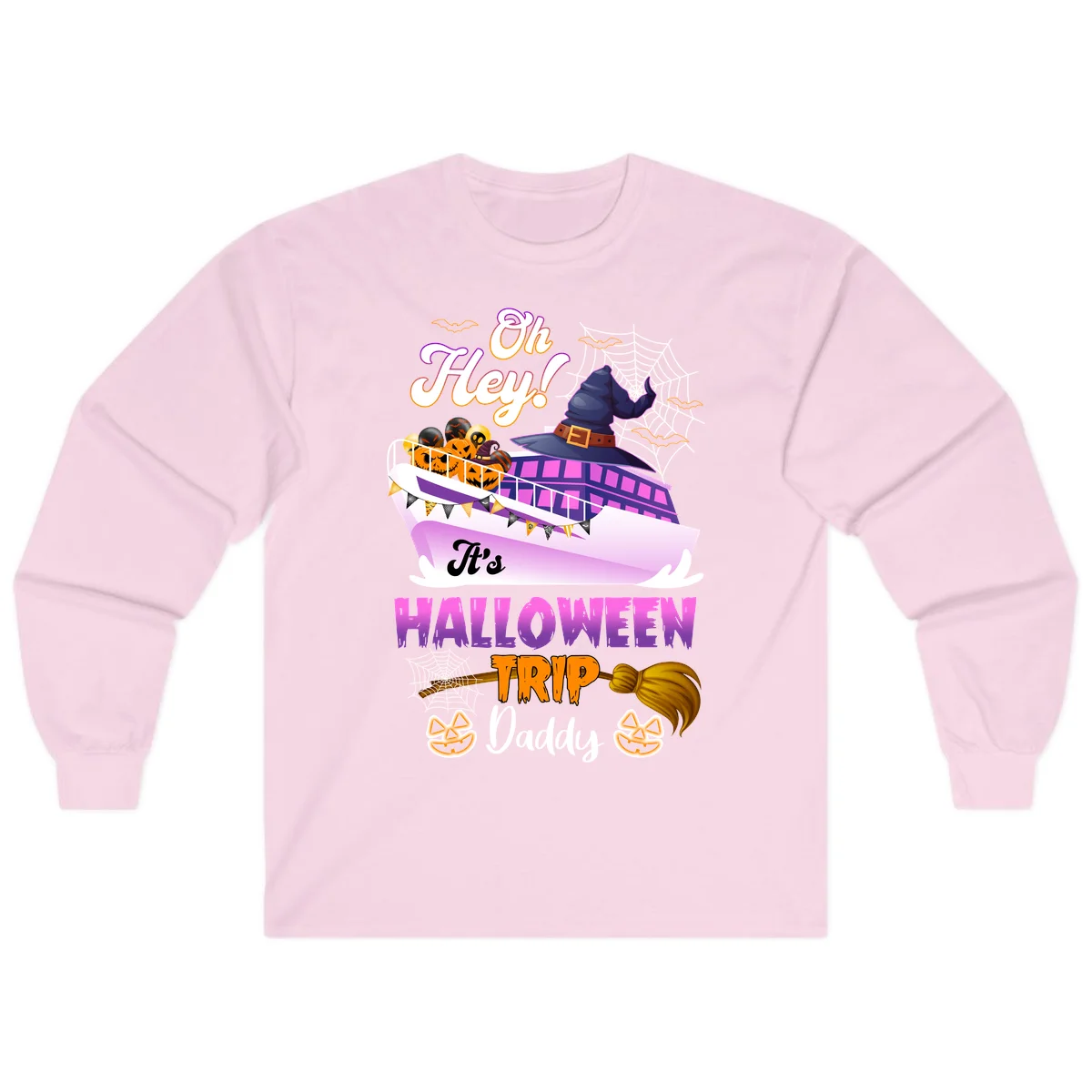 Oh Hey It's Halloween Trip Daddy Long Sleeve T-Shirt in Light Pink