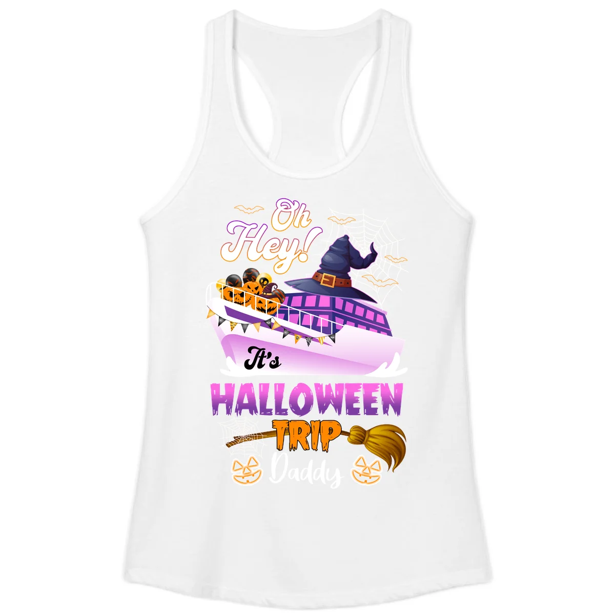 Oh Hey It's Halloween Trip Daddy Ladies Tank Top in White