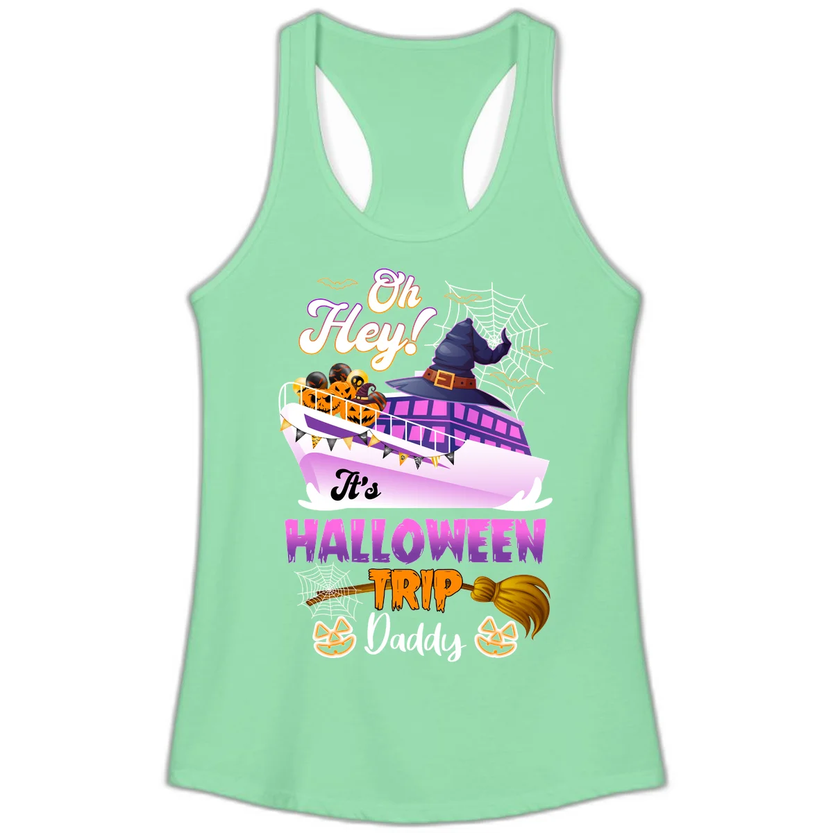 Oh Hey It's Halloween Trip Daddy Ladies Tank Top in Solid Mint
