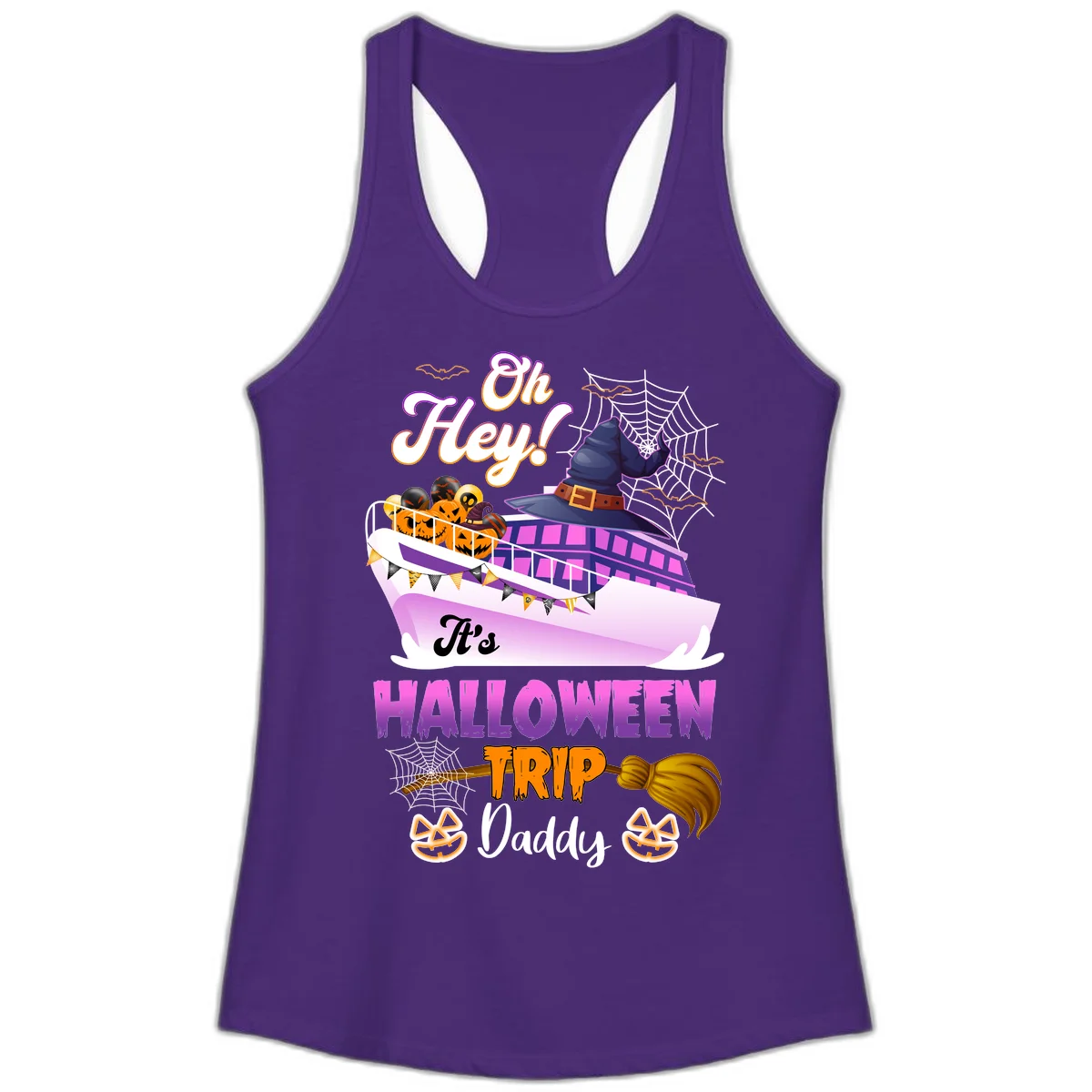 Oh Hey It's Halloween Trip Daddy Ladies Tank Top in Solid Purple Rush