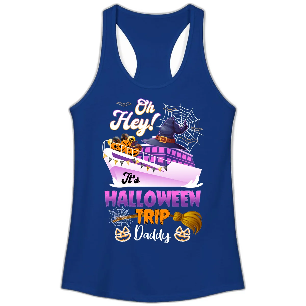 Oh Hey It's Halloween Trip Daddy Ladies Tank Top in Solid Royal