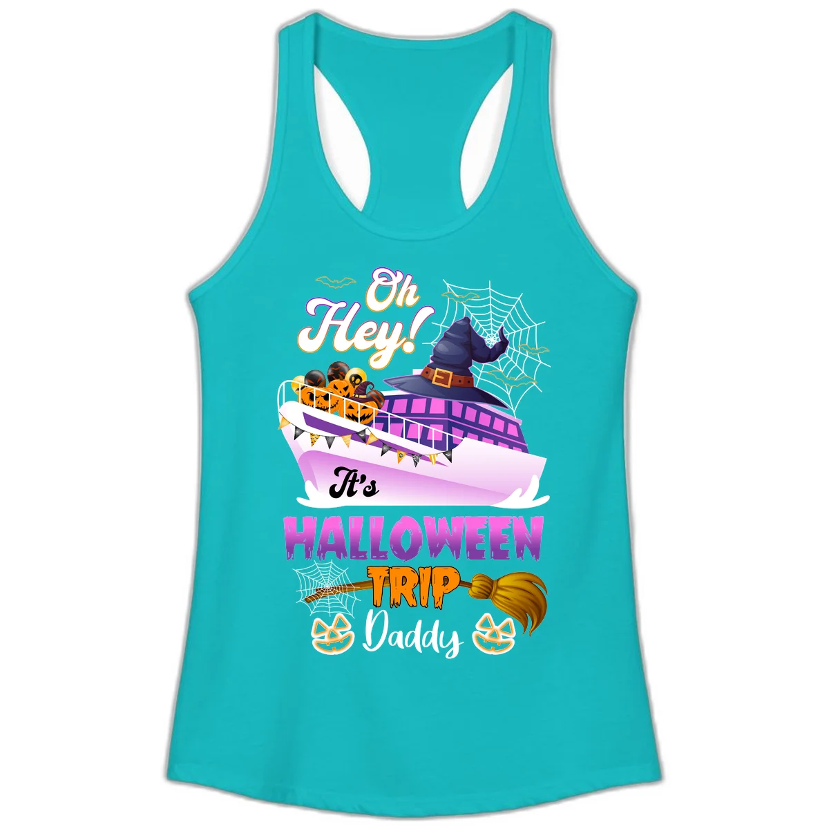 Oh Hey It's Halloween Trip Daddy Ladies Tank Top in Tahiti Blue