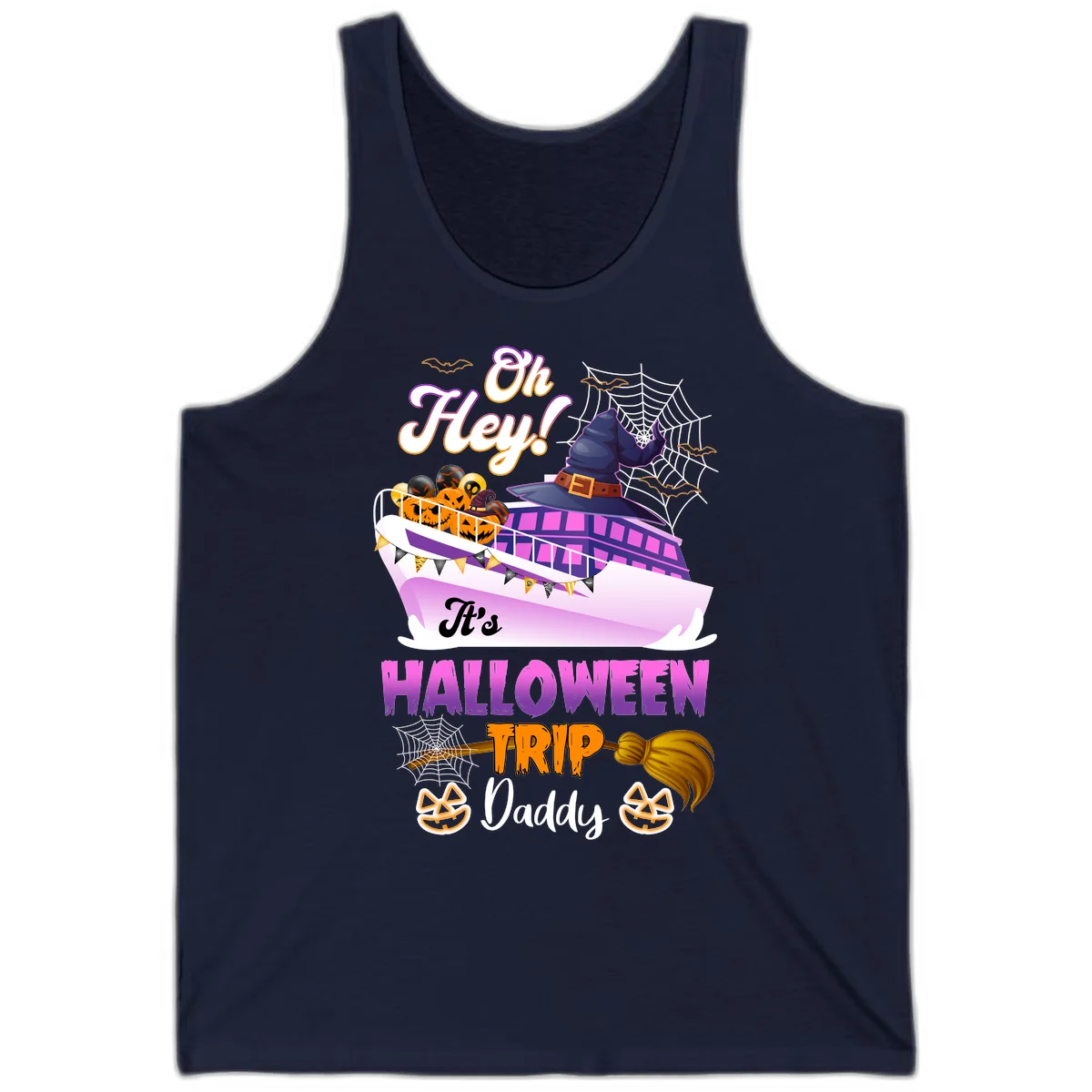 Oh Hey It's Halloween Trip Daddy Tank Top in Navy