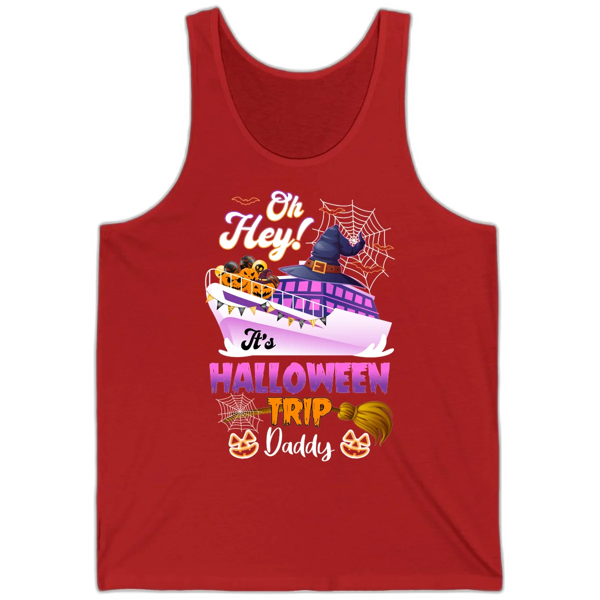 Oh Hey It's Halloween Trip Daddy Tank Top in Red