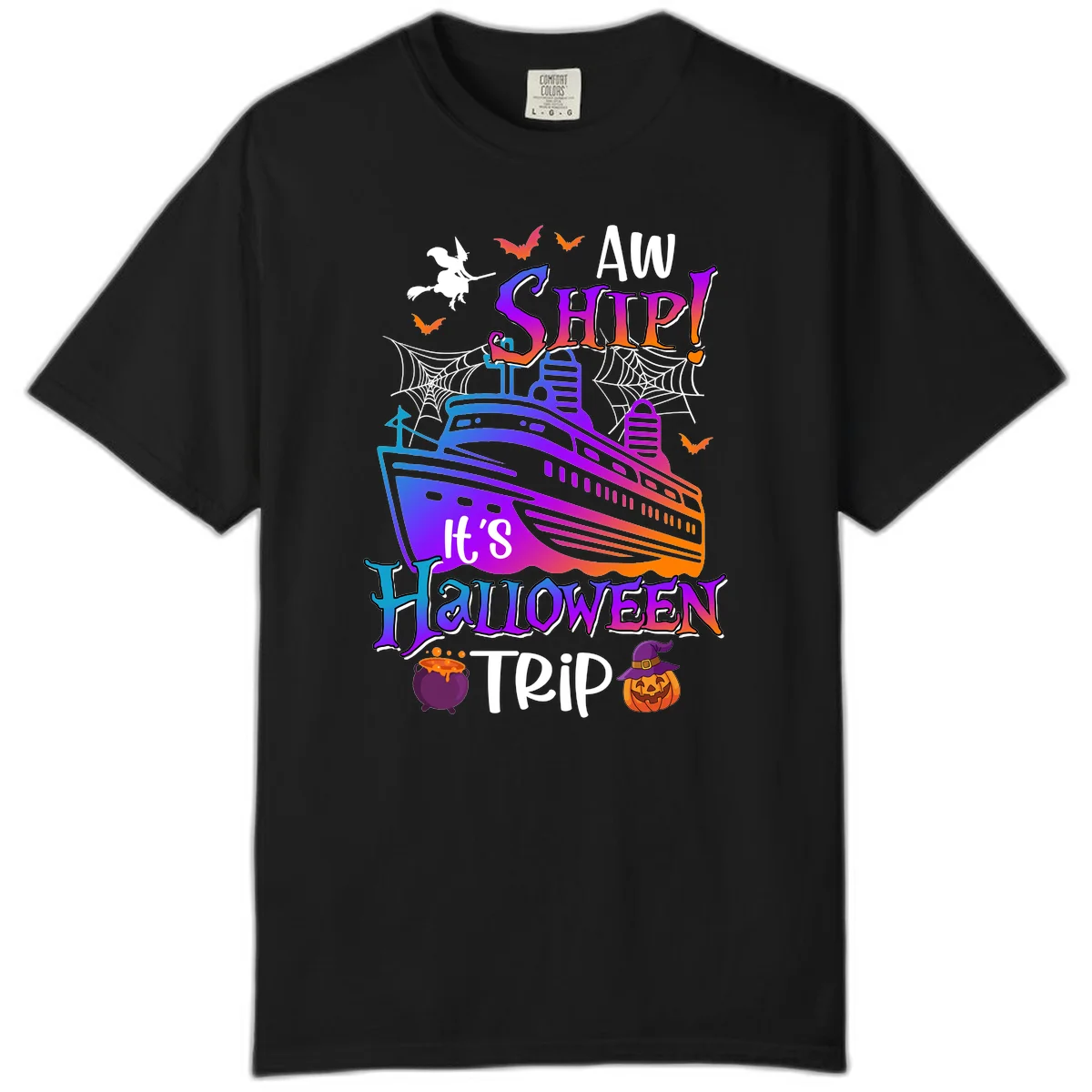 Aw Ship It's Halloween Trip Comfort Color in Black