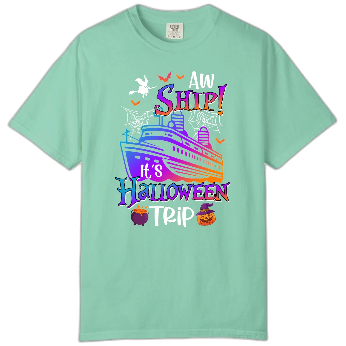 Aw Ship It's Halloween Trip Comfort Color in Island Reef