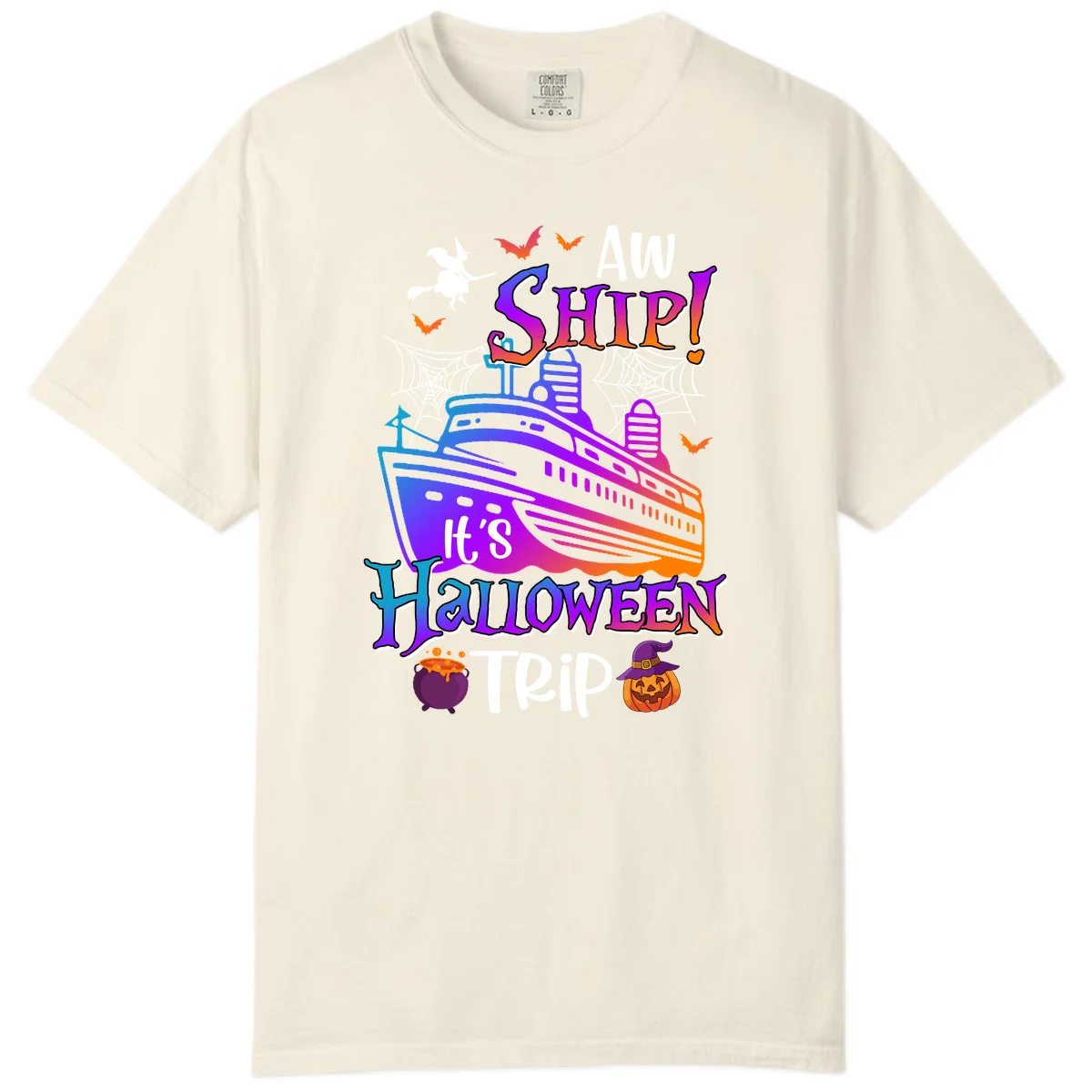Aw Ship It's Halloween Trip Comfort Color in Ivory