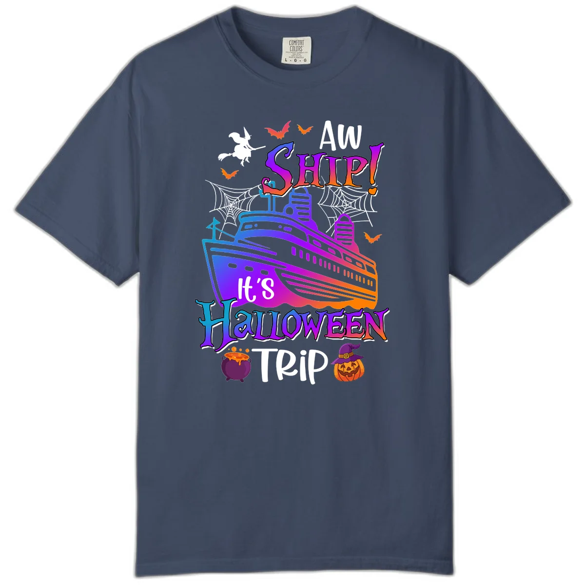 Aw Ship It's Halloween Trip Comfort Color in Midnight
