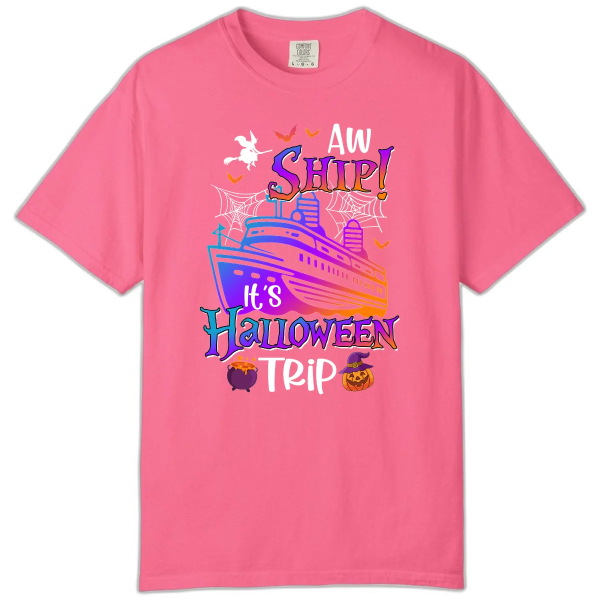 Aw Ship It's Halloween Trip Comfort Color in Crunchberry