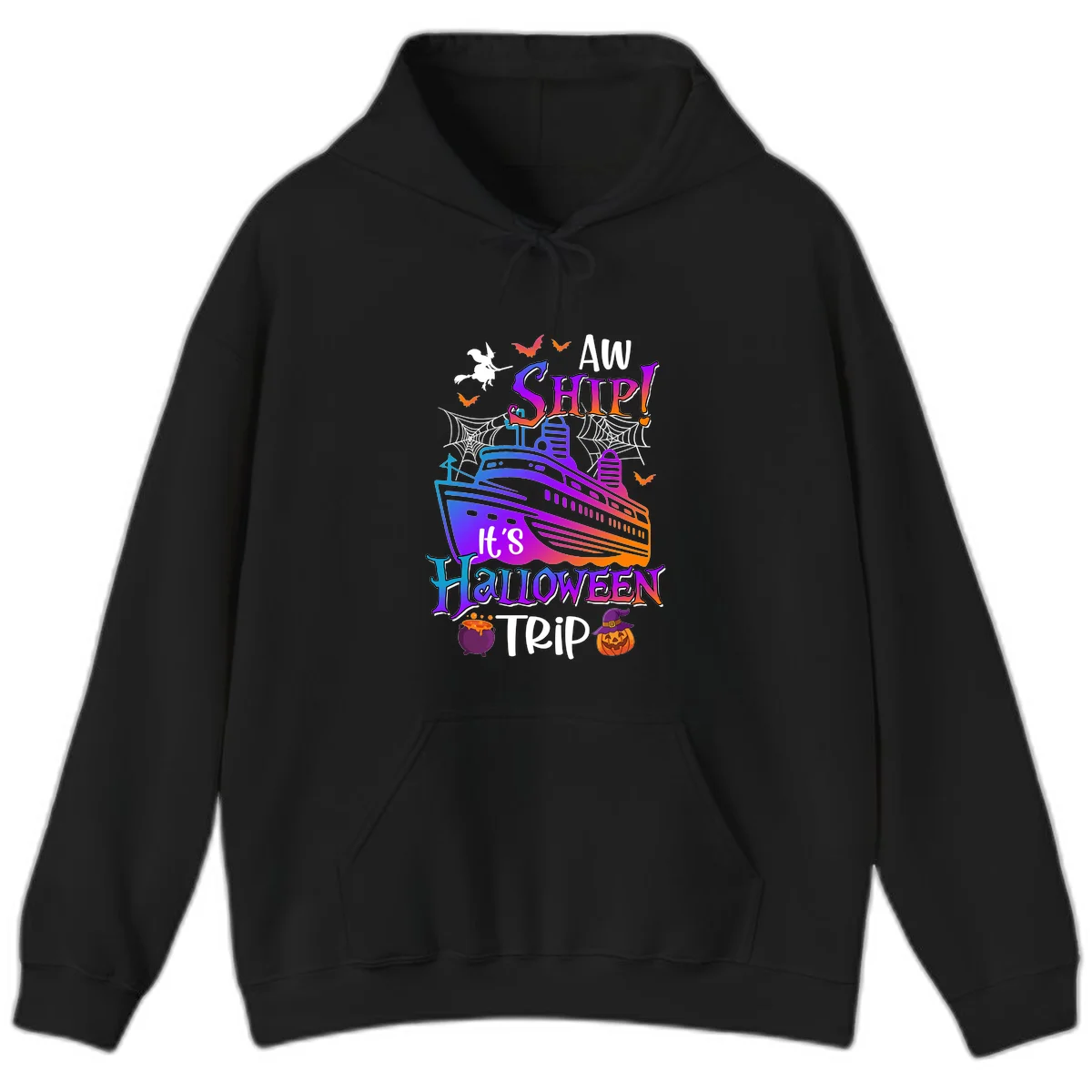 Aw Ship It's Halloween Trip Hoodie in Black