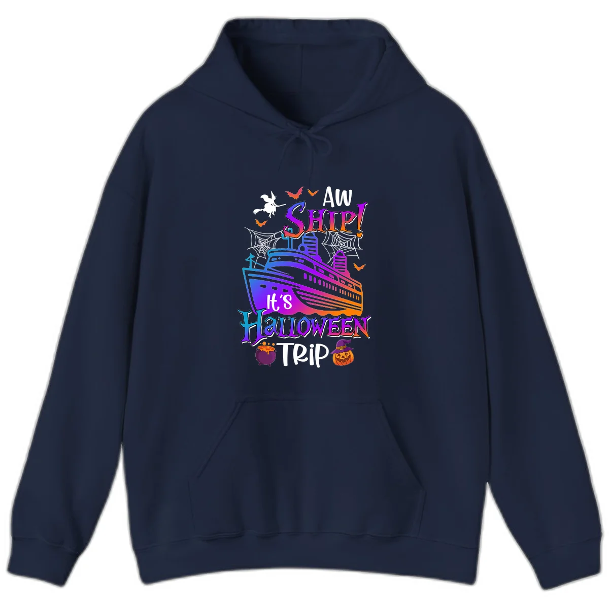 Aw Ship It's Halloween Trip Hoodie in Navy