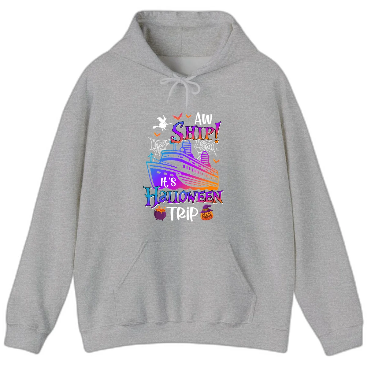 Aw Ship It's Halloween Trip Hoodie in Sport Grey