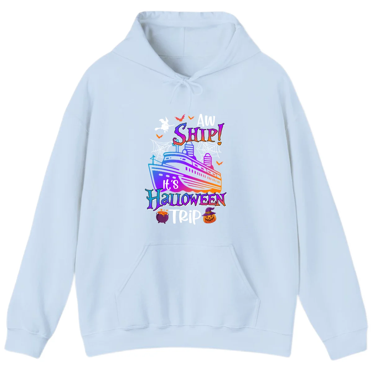 Aw Ship It's Halloween Trip Hoodie in Light Blue