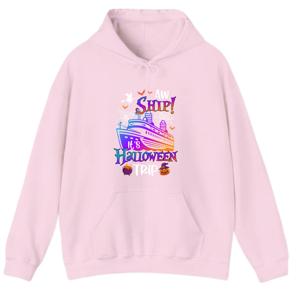 Aw Ship It's Halloween Trip Hoodie in Light Pink