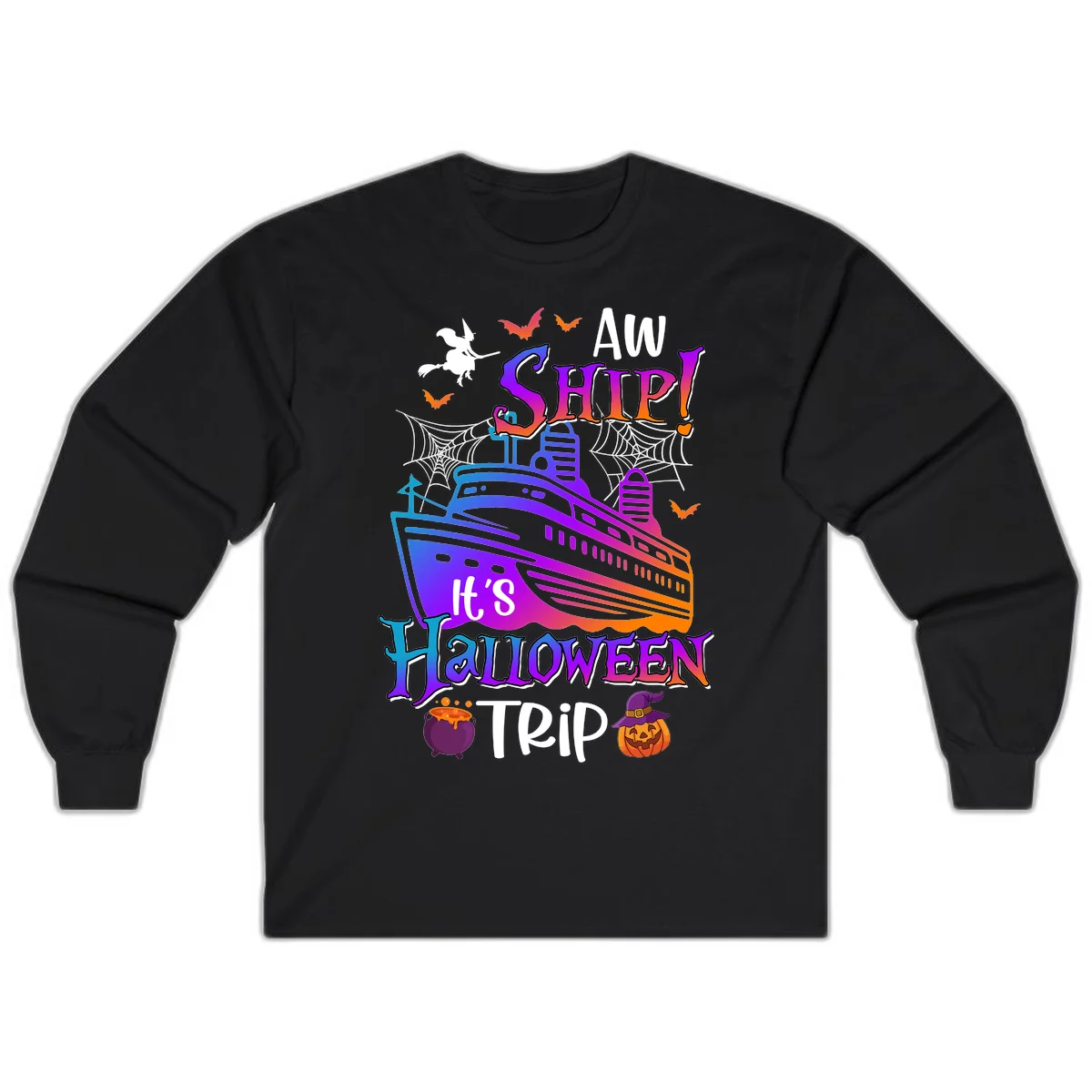 Aw Ship It's Halloween Trip Long Sleeve in Black
