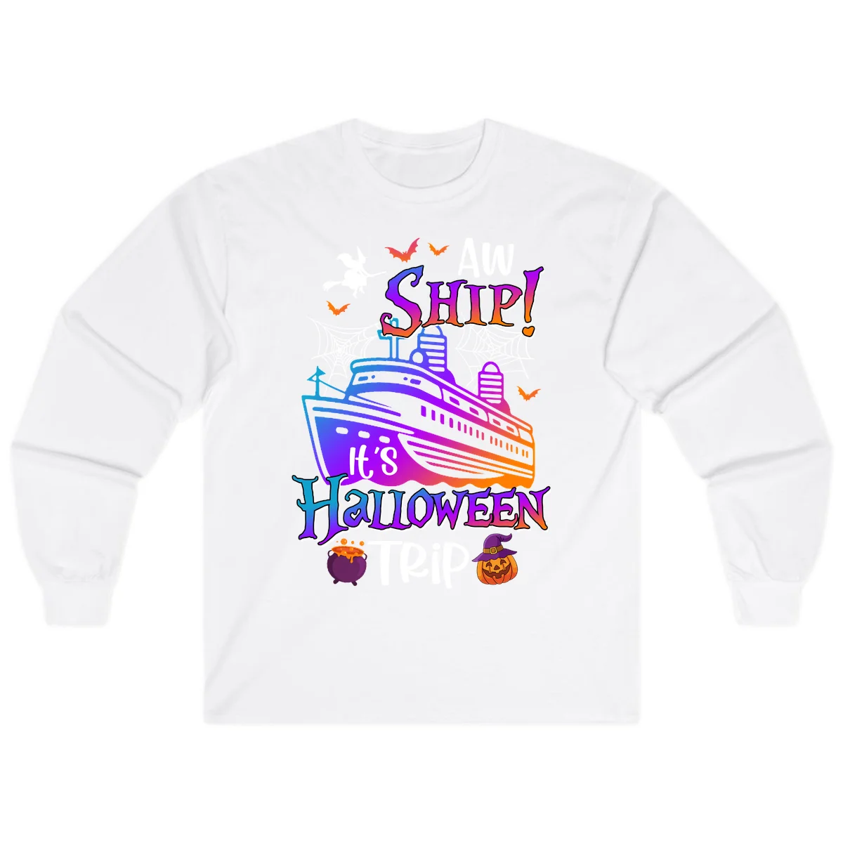 Aw Ship It's Halloween Trip Long Sleeve in White