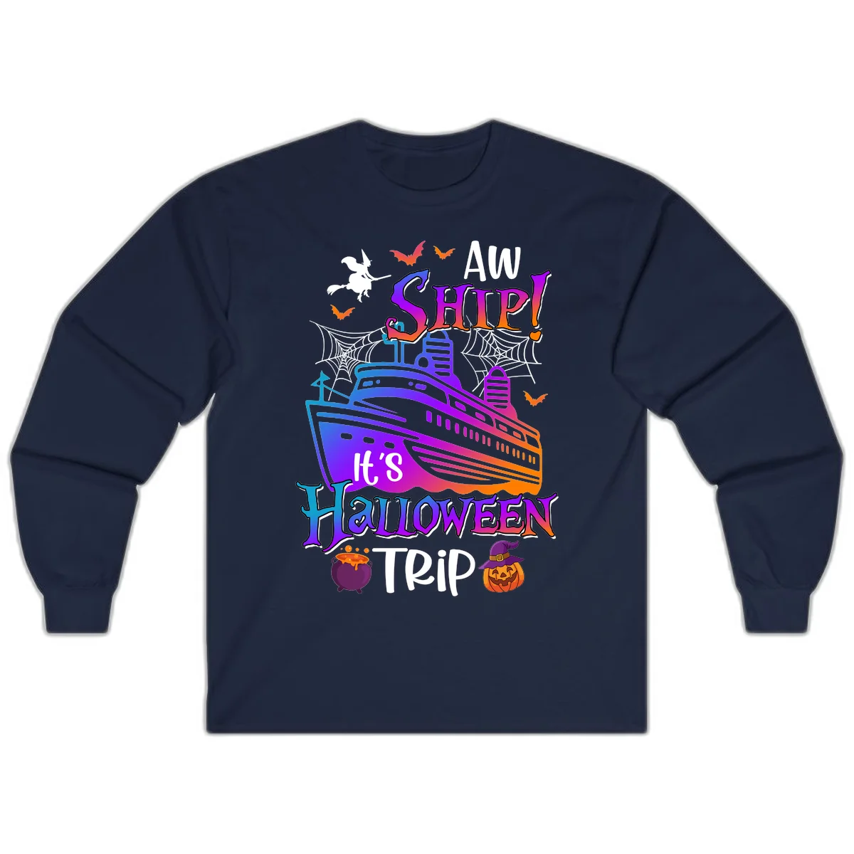 Aw Ship It's Halloween Trip Long Sleeve in Navy